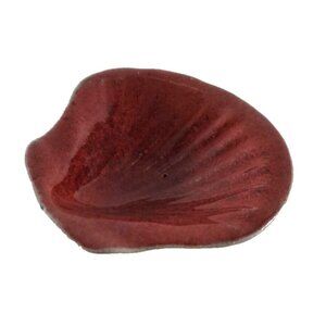 Vintage Stoneware Pottery Shell Dish Handmade Signed Glass Soap Beach House 4.5"